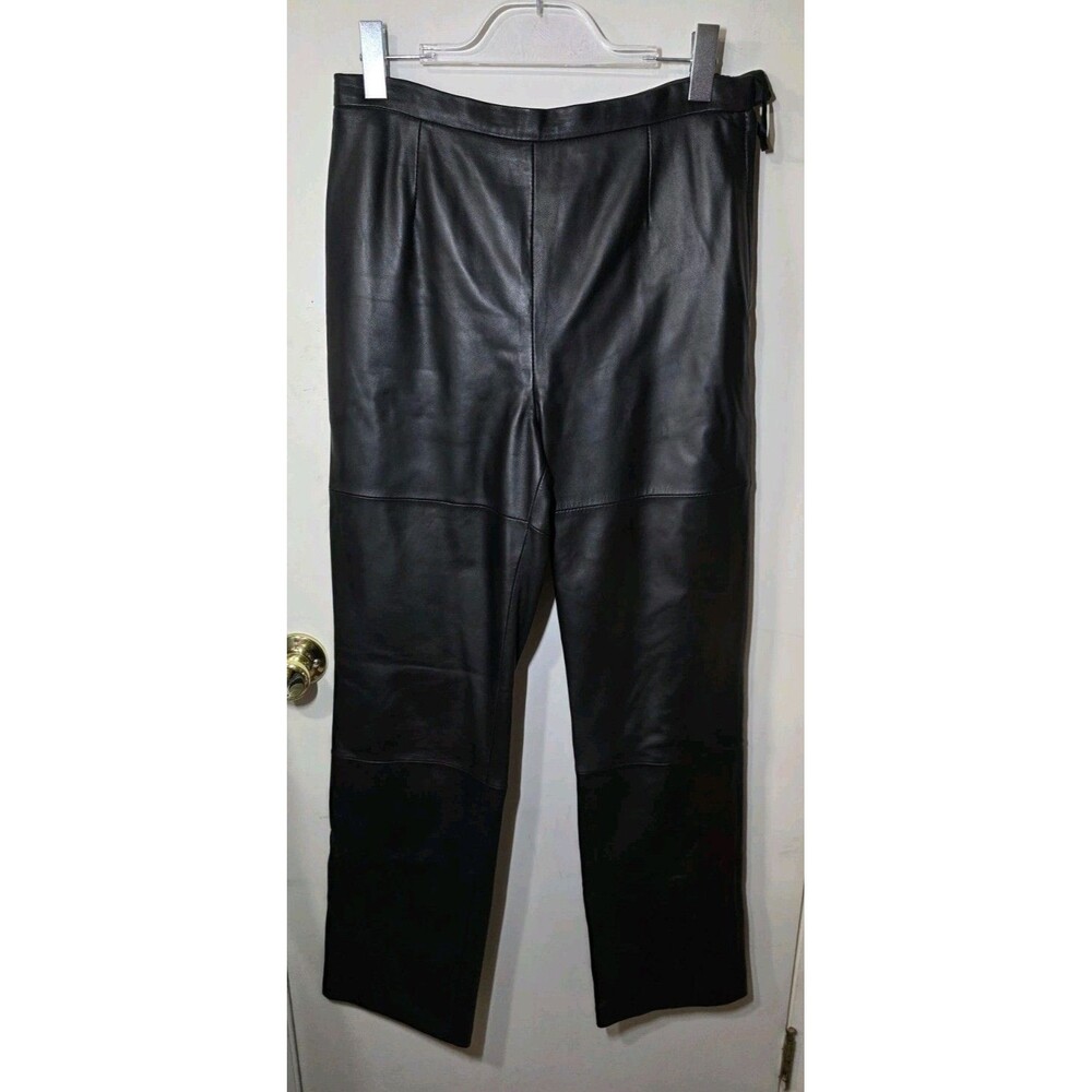 TERRY LEWIS Classic Luxuries Straight Leg High Rise VTG 90's Black Leather Sz 10